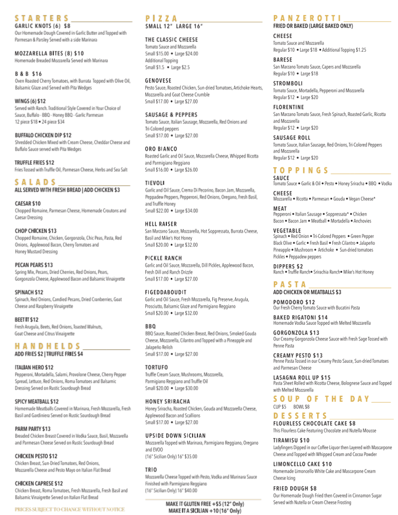 Menu Tievoli Pizza Bar-1