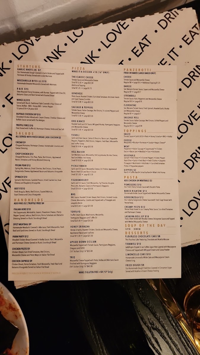 Menu Tievoli Pizza Bar-7